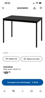 Tafel Sandsberg IKEA zwart z.g.a.n, 50 tot 100 cm, Zo goed als nieuw, Rechthoekig, Ophalen
