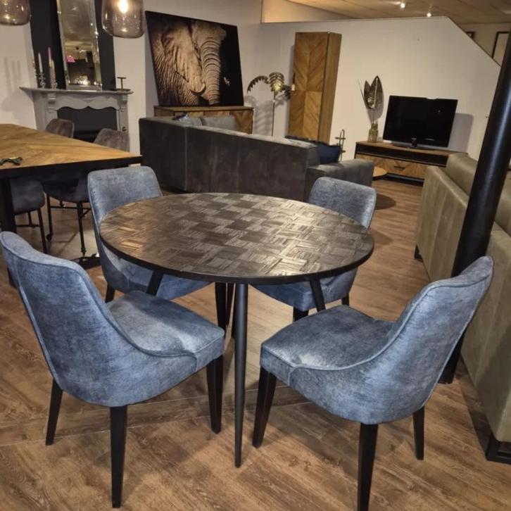 Eettafel Rond Zwart Ø 1,10 m Art. Nr.: 24458A, Huis en Inrichting, Tafels | Eettafels, Nieuw, 100 tot 150 cm, 100 tot 150 cm, Vier personen