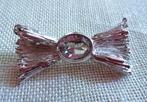 Zilverkleurige broche strikje met glimmer midden, Overige materialen, Gebruikt, Verzenden, Minder dan 4 cm