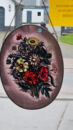 Vintage Glas-in-lood Hanger met Bloemen, Ophalen of Verzenden