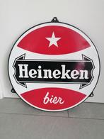 Reclamebord emaille bier Nederland Heineken - Langcat Bussum, Verzamelen, Merken en Reclamevoorwerpen, Reclamebord, Gebruikt, Ophalen of Verzenden