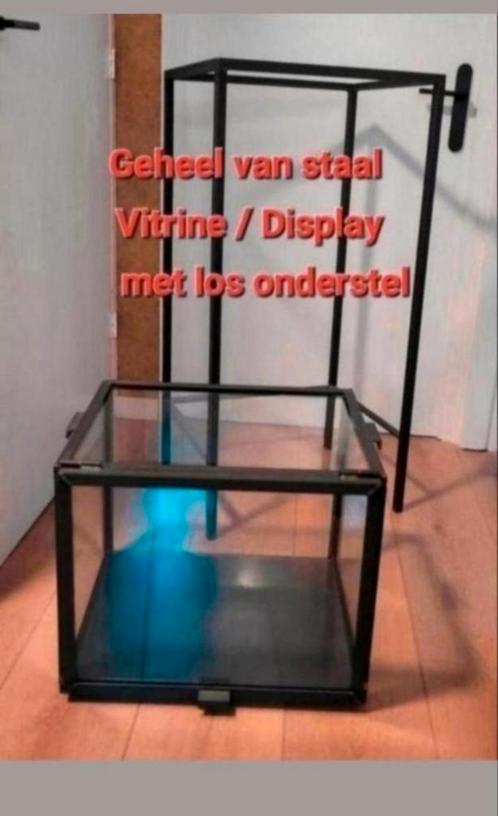 Industrieel stoer  vitrine 2 delig display /Stolp staal glas, Huis en Inrichting, Kasten | Vitrinekasten, Zo goed als nieuw, 100 tot 150 cm