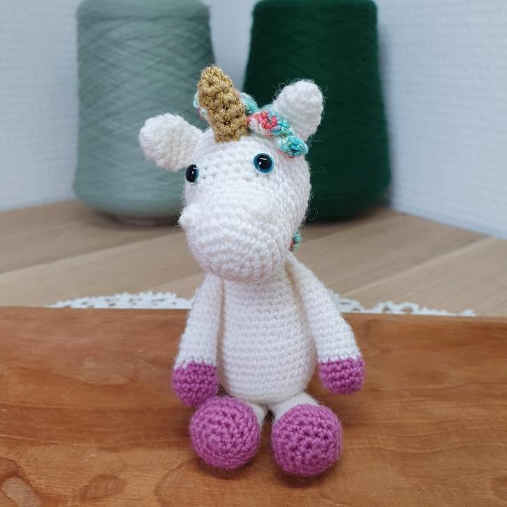 Handgemaakte gehaakte mini unicorn, Kinderen en Baby's, Speelgoed | Knuffels en Pluche, Nieuw, Overige typen, Ophalen of Verzenden