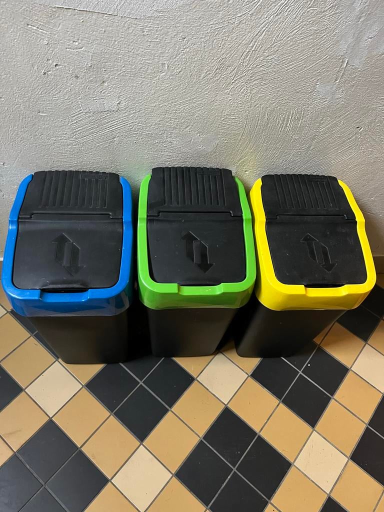 3 Afvalbakken voor afvalscheiding - 43x22 cm, Ophalen, Kunststof, Nieuw, Minder dan 10 liter