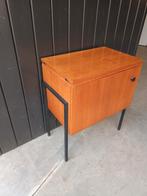 Prachtig vintage kastje naaimachinekastje teak, staal, Huis en Inrichting, Ophalen of Verzenden, Zo goed als nieuw