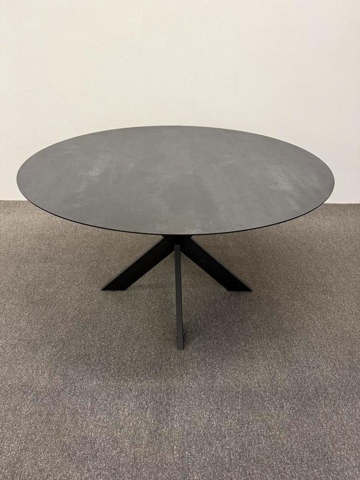 Ronde eettafel HPL steen print 150cm, Huis en Inrichting, Tafels | Eettafels, Zo goed als nieuw, 150 tot 200 cm, 150 tot 200 cm