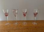 Vintage 4 red swirline murano flutes.432, Ophalen of Verzenden, Zo goed als nieuw, Overige typen