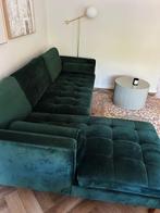 Velours groene bank, Huis en Inrichting, Banken | Sofa's en Chaises Longues, Ophalen, Zo goed als nieuw, 75 tot 100 cm, Stof