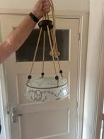 Opalen lampenkap jaren 60 aan koorden, Huis en Inrichting, Lampen | Hanglampen, Ophalen of Verzenden, Gebruikt, Glas, Minder dan 50 cm