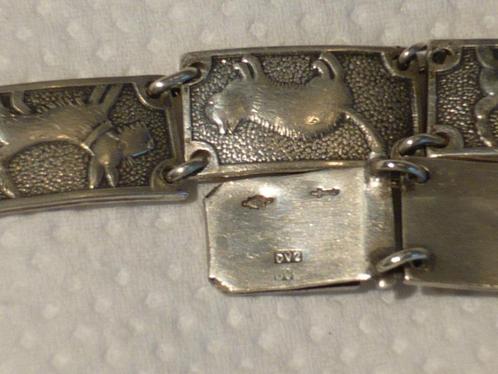 Mooie oude echte zilveren armband met hond- en kattenmotief., Sieraden, Tassen en Uiterlijk, Antieke sieraden, Armband, Zilver