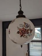 Brocante hanglamp bloemmotief vintage bollamp oude lamp, Minder dan 50 cm, Art deco, Gebruikt, Ophalen