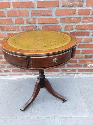 Antieke Mahonie Wijntafel met Leren inleg. beschikbaar voor biedingen