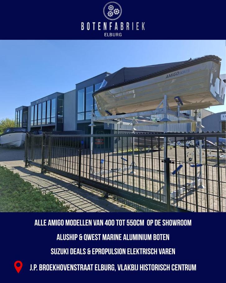 Sloepen bij Botenfabriek in 750m2 showroom te Elburg, Watersport en Boten, Sloepen, Nieuw, Tot 10 pk, 3 tot 6 meter, Buitenboordmotor