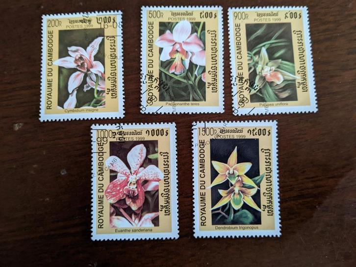 CAMBODJA 1999; serie ORCHIDEEEN, Postzegels en Munten, Postzegels | Thematische zegels, Gestempeld, Dier of Natuur, Verzenden