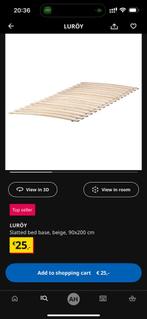 IKEA Eenpersoonsbed (NEIDEN, LUROY, ENGAVAGEN) - Nieuwstaat!, Ophalen, 90 cm, Eenpersoons, Beige