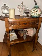 Theewagen Eikenhout op Wieltjes, Huis en Inrichting, Tafels | Sidetables, Ophalen, Gebruikt, Rechthoekig, Eikenhout