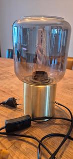 Tafellamp goud met grijs rookglas Rietveld lampen, Ophalen of Verzenden, Zo goed als nieuw, Minder dan 50 cm