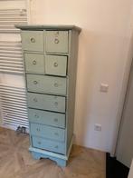 Vintage azuurblauw ladenkastje, Huis en Inrichting, Kasten | Dressoirs, Ophalen, Minder dan 50 cm, Gebruikt, Met lade(s)