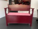 Antiek Klepbankje met Opbergruimte en Kussen - Rood/Roze, Ophalen