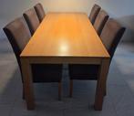 Licht eiken eethoek met bruine stoelen, Huis en Inrichting, Complete eetkamers, Ophalen, Gebruikt, 4 tot 6 stoelen