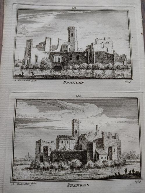 143/144 Spangen  het Huis Kopergravure 18e Eeuw, Antiek en Kunst, Kunst | Etsen en Gravures, Ophalen of Verzenden