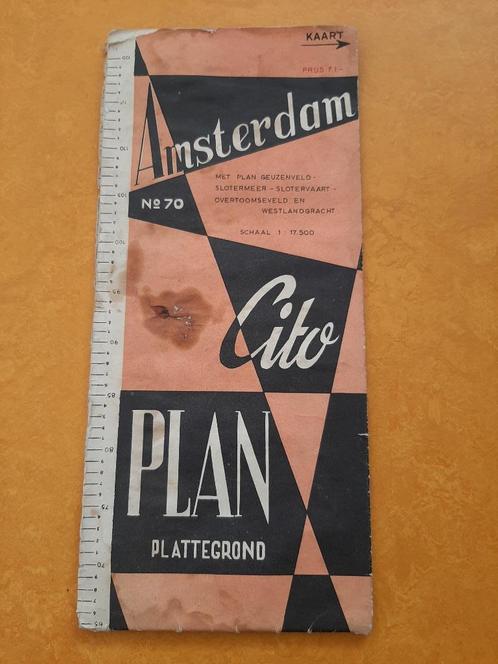oude Cito plattegrond Amsterdam jr 50-60? Prijsopdruk f1,-, Boeken, Atlassen en Landkaarten, Gelezen, Landkaart, Nederland, 1800 tot 2000