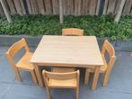 Kinderschooltafel  met 4 stoelen retro stijl en oerdegelijk, Ophalen, Gebruikt, Tafel(s) en Stoel(en)