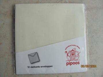 NIEUW 7 x papier ENVELOP enveloppen vanille PIPOOS vierkant beschikbaar voor biedingen