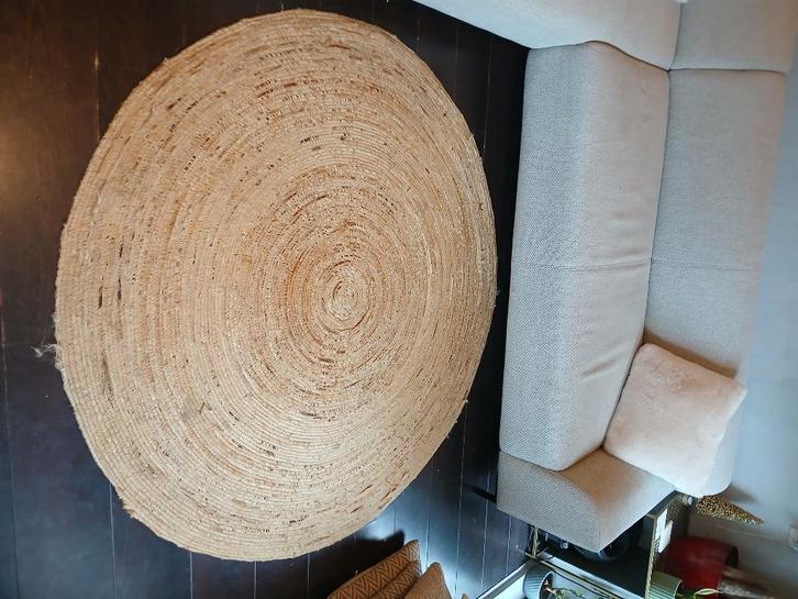 Juten vloerkleed, Huis en Inrichting, Stoffering | Tapijten en Kleden, Zo goed als nieuw, 200 cm of meer, 200 cm of meer, Rond