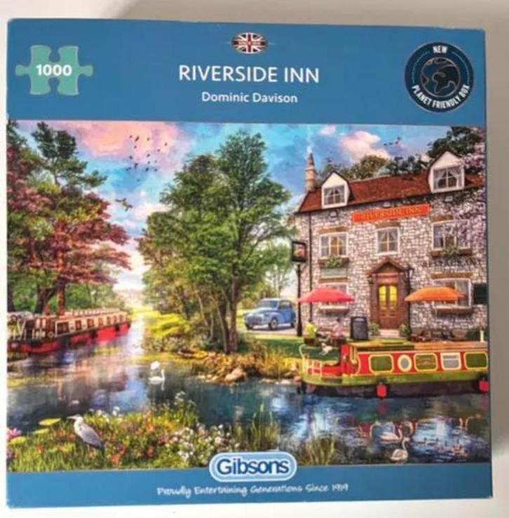 Gibsons puzzel 1000 stukjes, Riverside Inn [v], Hobby en Vrije tijd, Denksport en Puzzels, Zo goed als nieuw, Legpuzzel, 500 t/m 1500 stukjes