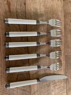 5 vorken en 1 mes, met wit handvat. Merk, Amefa, Antiek en Kunst, Antiek | Bestek, Ophalen of Verzenden