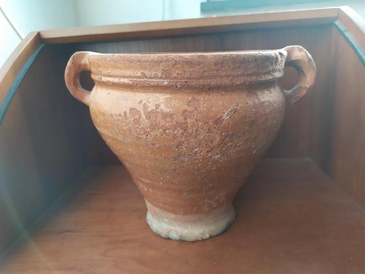 Grote perenpot (voorraadpot) roodbakkend aardewerk 19e eeuw, Antiek en Kunst, Antiek | Keramiek en Aardewerk, Ophalen of Verzenden