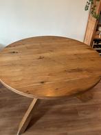 Unieke massief eikenhouten tafel (120 cm diameter), Huis en Inrichting, Ophalen, Gebruikt, 100 tot 150 cm, Rond
