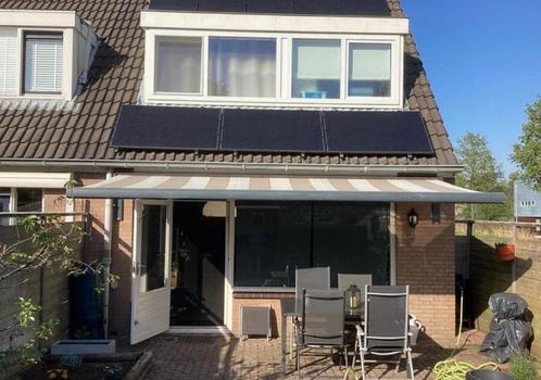 Zeer mooi Verano elektr zonnescherm 5x2,7m SOMFY afstbed., Tuin en Terras, Zonneschermen, Zo goed als nieuw, Knikarmscherm, 150 tot 300 cm