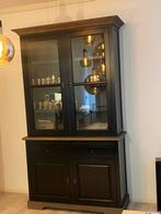 Mooie buffetkast met glazen deuren zwart, Ophalen, 100 tot 150 cm, Eikenhout, Zo goed als nieuw