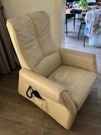 Relaxfauteuil leder beige/creme, Ophalen, Gebruikt, 50 tot 75 cm, Leer