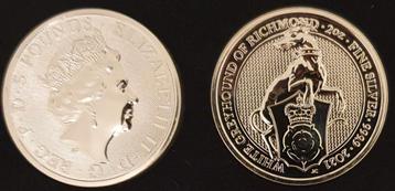 2x 2 oz White Greyhound of Richmond Zilver Munten 2021 beschikbaar voor biedingen