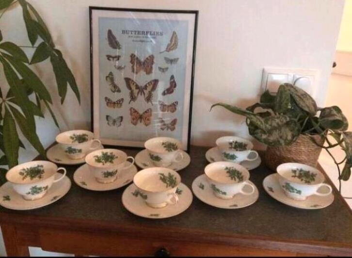 💝 Vintage ROSENTHAL AIDA wit groen kop schotel bloemen, Antiek en Kunst, Antiek | Servies los, Ophalen of Verzenden