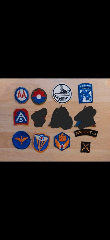 Diverse Amerikaanse ww2 emblemen., Verzamelen, Militaria | Tweede Wereldoorlog, Landmacht, Embleem of Badge, Amerika, Ophalen of Verzenden