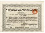 20x Chicago,Milwaukee,St.Paul,Pacific Railroad - Certificaat, Verzenden, 1920 tot 1950, Certificaat van aandeel