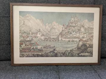 Zeer mooie Anton Pieck prent van de Efteling (Diorama) beschikbaar voor biedingen
