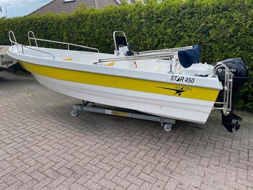 VAARKLAAR! Star 450 met Tohatsu 9.8 PK En Dekzeil (bj 2021), Watersport en Boten, Vis- en Consoleboten, Gebruikt, 3 tot 6 meter