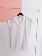 Vintage witte blouse met korte mouwen. wafelstof, Maat 38/40 (M), Verzenden, Wit, Zo goed als nieuw