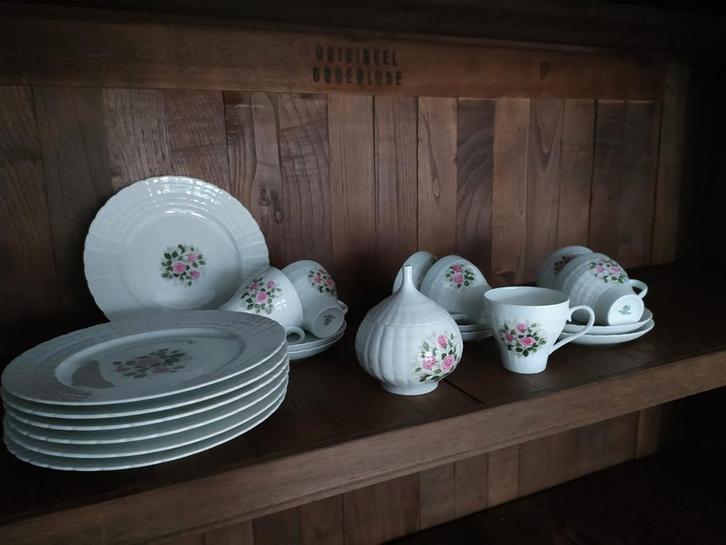 Vintage Hutschenreuther Theeservies met Rozenmotief, Antiek en Kunst, Antiek | Servies compleet, Ophalen