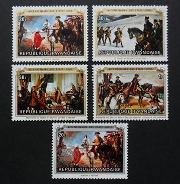 Rwanda - Paarden - 200 jaar USA - 5 prachtige zegels beschikbaar voor biedingen