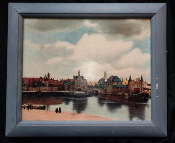Zicht op Delft olieverf reproductie Vermeer.Beschadigd. beschikbaar voor biedingen