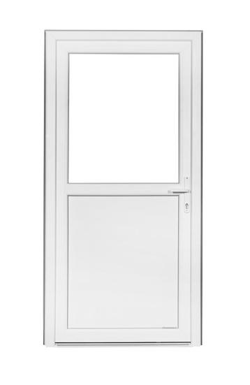 Kunststof Buitendeur 1/2 Glas Buiten B102 H206cm Wit Intrek beschikbaar voor biedingen