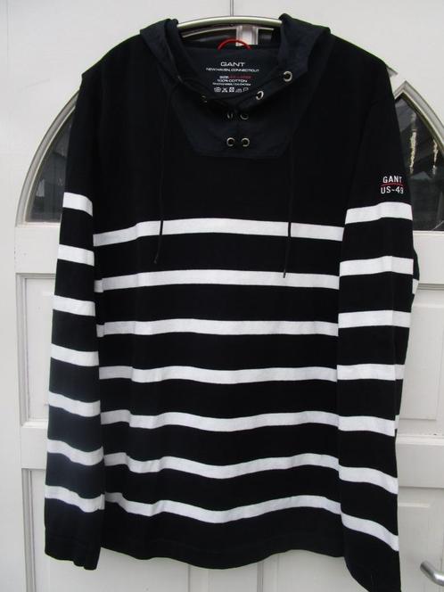 Donkerblauwe Gant New Haven hoodie, maat 2XL valt als L, Kleding | Heren, Truien en Vesten, Zo goed als nieuw, Maat 52/54 (L)