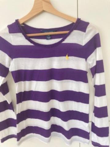 Dunne wit-paarse longsleeve van Ralph Lauren mt. 146/152 beschikbaar voor biedingen