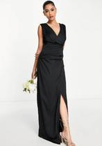 Liquorish satijnen avondjurk, Zwart, Maat 42/44 (L), Liquorish, Ophalen of Verzenden